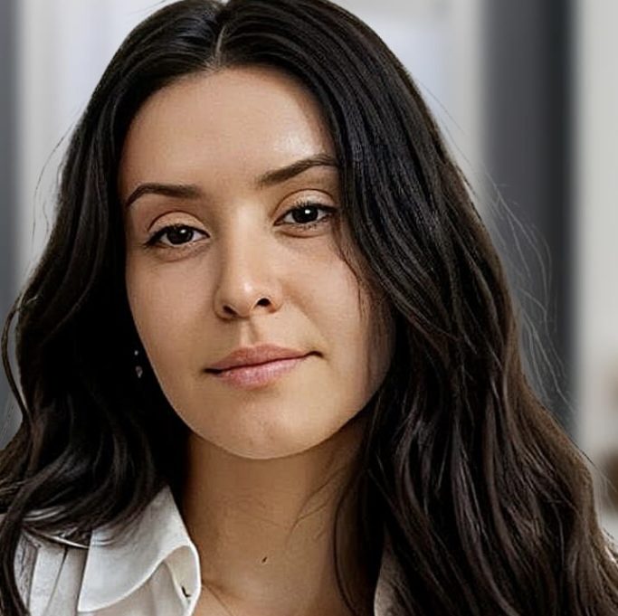 psychic lea wolf headshot portrait in white shirt